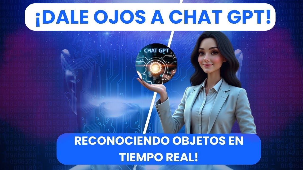Imagen promocional sobre la multimodalidad en ChatGPT mostrando reconocimiento de objetos en tiempo real, con una asistente virtual y elementos tecnológicos