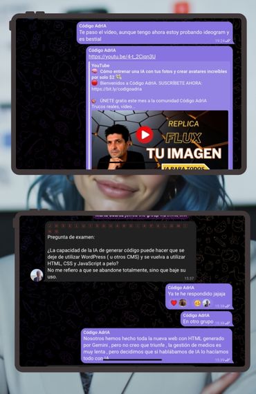 Captura de pantalla de Telegram sobre automatización con Google