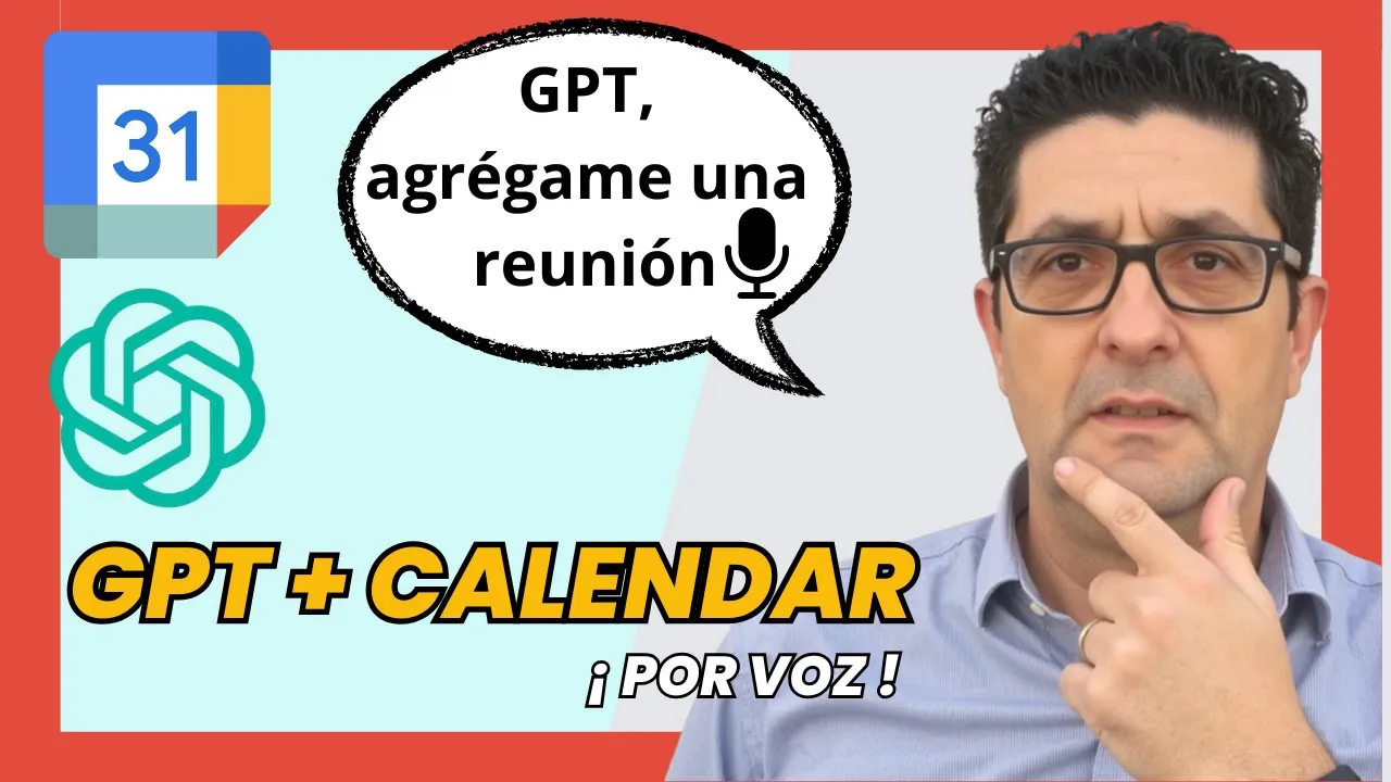 Hombre pidiendo a GPT que agregue una reunión al calendario de Google por voz, integración de inteligencia artificial con Google Calendar